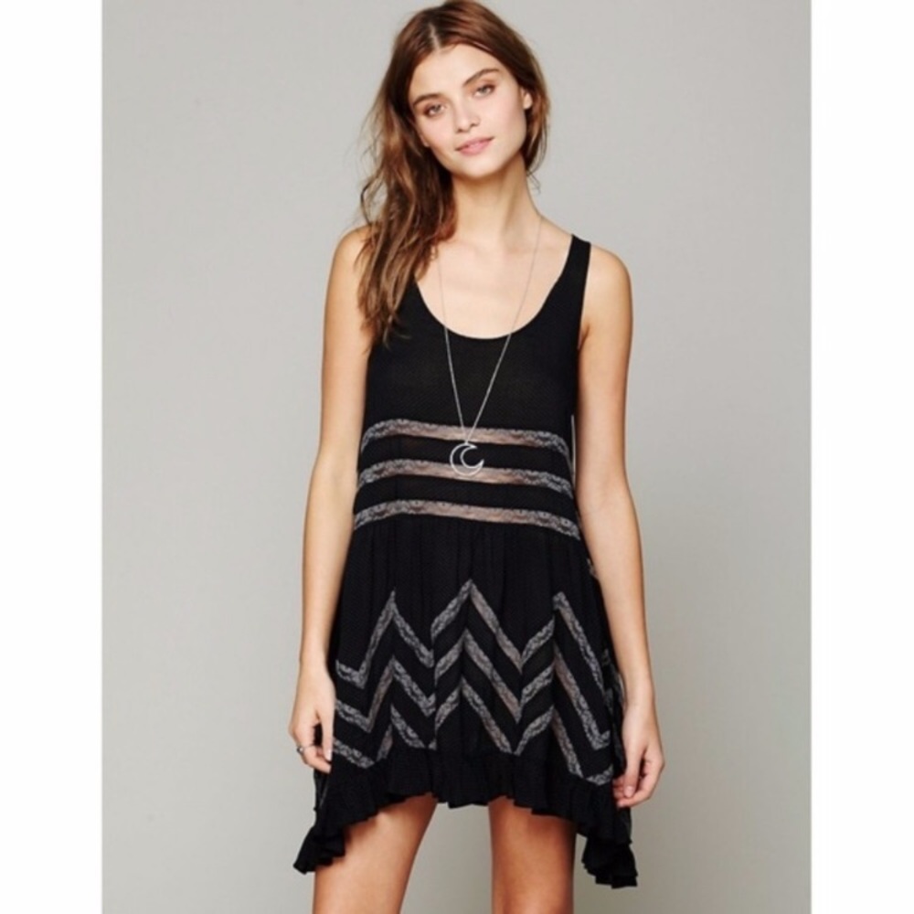 Free People Voile and Lace Trapeze Slip Dress XS